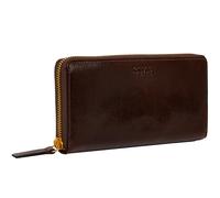 Time Resistance Leather Minimalist Wallet - Handmade Italian Full-Grain Leather Continental Wallet - Slim Cards and Cash Holder (Brown)