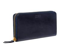 Time Resistance Leather Minimalist Wallet - Handmade Italian Full-Grain Leather Continental Wallet - Slim Cards and Cash Holder (Blue)