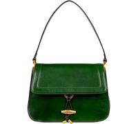 Time Resistance Leather Shoulder Bag - Full-Grain Leather Handbag with Toggle Closure - Elegant Handbag for Women (Green)