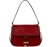 Time Resistance Leather Shoulder Bag - Full-Grain Leather Handbag with Toggle Closure - Elegant Handbag for Women (Red)
