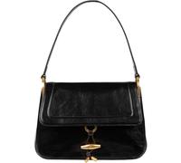 Time Resistance Leather Shoulder Bag - Full-Grain Leather Handbag with Toggle Closure - Elegant Handbag for Women (Black)