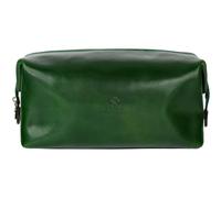 Time Resistance Leather Toiletry Bag Cosmetic Case Italian Classy Dopp Kit Green