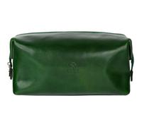 Time Resistance Leather Toiletry Bag Cosmetic Case Italian Classy Dopp Kit Green