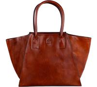 Time Resistance Leather Tote Bag - Full-Grain Leather Handbag for Women - Handmade Italian Shoulder Bag (Cognac Brown)