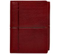 Time Resistance Leather Trifold Wallet - Billfold Credit Card and Cash Holder - Italian Handmade Minimalist Wallet (Red)