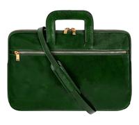 Time Resistance Slim Leather Briefcase - Italian Handmade Leather Computer Bag - Briefcase for Men and Women - Laptop Bag, Green