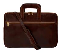 Time Resistance Slim Leather Briefcase - Italian Handmade Leather Computer Bag - Laptop Bag (Brown)