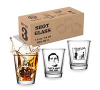 Time Roaming 3 PCS The Office Merchandise Shot Glasses Set, 1.5 oz The Office Merch Clear Shot Glass Cups with Heavy Base, Funny Gifts for Men, Women or TV Show Fans, Classic Style