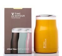 Time Savour - Overnight Oats Container with lid, 16oz Insulated Meal Prep Jar, Thermos for Kids and Adults, Thermal Containers for Hot and Cold foods like Soups, Pasta and Overnight Oats