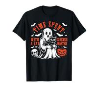 Time Spent with A Cat is Never Wasted Boo Halloween Ghost T-Shirt
