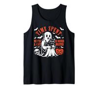Time Spent with A Cat is Never Wasted Boo Halloween Ghost Tank Top