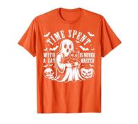 Time Spent with A Cat is Never Wasted Halloween Pumpkin Boo T-Shirt
