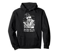 Time Spent With A Cat Is Never Wasted Pet Halloween Skeleton Pullover Hoodie