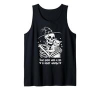 Time Spent with A Cat is Never Wasted Pet Halloween Skeleton Tank Top