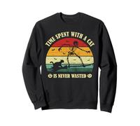 Time Spent With A Cat Is Never Wasted Skeleton Halloween Fur Sweatshirt