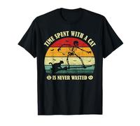 Time Spent with A Cat is Never Wasted Skeleton Halloween Fur T-Shirt