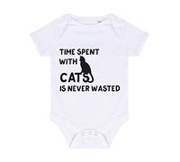 Time Spent with Cats is Never Wasted Baby Grow Vest, 0-3 Months, White