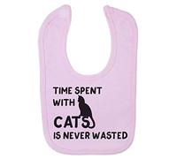 Time Spent with Cats is Never Wasted Cotton Baby bib - Pastel Pink