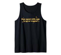 Time Spent with Cats is Never Wasted Funny Cat Lover Slogan Tank Top
