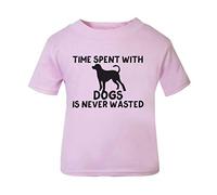 Time Spent with Dogs is Never Wasted Short Sleeve Cotton Kids t Shirt, 2-3 Years, Pastel Pink
