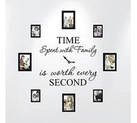 Time Spent with Family is Worth Every Second Home Wall Decal Sticker Clock #1249 (Matte Black, 20" Wide x 17" high)