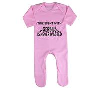 Time Spent with Gerbils is Never Wasted Baby Romper Jumpsuit with feet, 3-6 Months, Pastel Pink