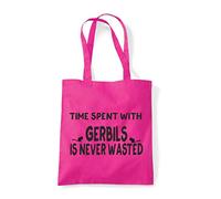 Time Spent with Gerbils Is Never Wasted cotton tote shopping bag - Fuschia