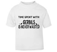 Time Spent with Gerbils is Never Wasted Short Sleeve Cotton Toddler t Shirt, 1-2 Years, White