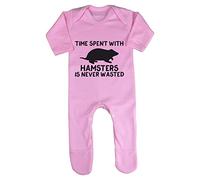 Time Spent with Hamsters is Never Wasted Baby Romper Jumpsuit with feet, 0-3 Months, Pastel Pink