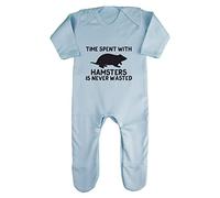 Time Spent with Hamsters is Never Wasted Baby Romper Jumpsuit with feet, 6-12 Months, Pastel Blue