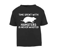 Time Spent with Hamsters is Never Wasted Short Sleeve Cotton Toddler t Shirt, 1-2 Years, Black
