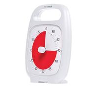 Time Timer PLUS 60 Minute Visual Analog Timer (White) Optional Alert (Volume Control Dial) No Loud Ticking; Time Management Tool