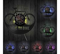 Time To Bike Bikers Inspiration Quote Home Decor Mountain Bike Wall Clock Old Time Bicycle Cyclist Retro Vinyl Record Wall Clock With LED
