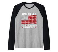 Time to Get Star Spangled Hammered Drink Party Fun July 4th Raglan Baseball Tee