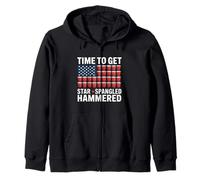 Time to Get Star Spangled Hammered Drink Party Fun July 4th Zip Hoodie