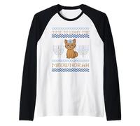 Time to Light The Meownorah Cat Menorah Raglan Baseball Tee