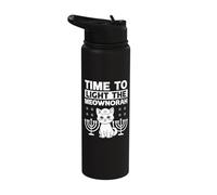 Time to Light the Meownorah Cat Menorah Stainless Steel Insulated Water Bottle