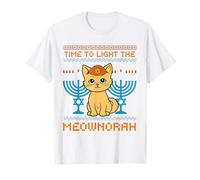 Time to Light The Meownorah Cat Menorah T-Shirt