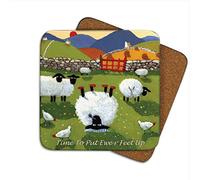 Time To Put Ewer Feet Up Coaster by Thomas Joseph - Funny Sheep
