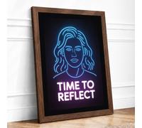 Time to Reflect Modern Framed Wall Art Print A2 (59.4×42cm) Walnut, Wall Decor for Living Room, Bedroom, Office & Home, Ready to Hang, Art Gift