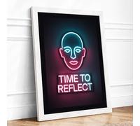 Time to Reflect Modern Framed Wall Art Print A2 (59.4×42cm) White, Wall Decor for Living Room, Bedroom, Office & Home, Ready to Hang, Art Gift