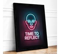 Time to Reflect Modern Framed Wall Art Print A3 (42×29.7cm) Black, Wall Decor for Living Room, Bedroom, Office & Home, Ready to Hang, Art Gift