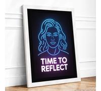 Time to Reflect Modern Framed Wall Art Print A4 (29.7×21cm) White, Wall Decor for Living Room, Bedroom, Office & Home, Ready to Hang, Art Gift