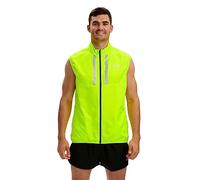 Time To Run Men's Pace Running Gilet - Lightweight Windproof Reflective Trim & Two Pockets Small Lime