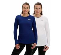 Time To Run Women's Quick Dry Long Sleeve Technical Breathable Training Spirit Running/Gym/Workout T Shirt Top 12 Pack Of Two Midnight/White