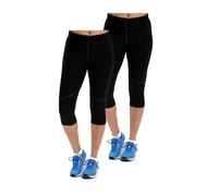 Time To Run Women's Quick Drying Pro Running/Gym/Yoga Capri Training Tight/Pant/Trouser With Three Pockets Ebony Pack of Two Size UK 10 US 8 EU 38