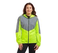 Time To Run Women's Running Jacket With Hood - Windproof Reflective High Vis & Lightweight - Ideal For Outdoor Sports Size 8 Lime/Silver