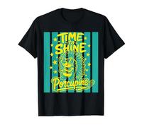 Time to Shine Porcupine Back to School Teacher Student Cute Value Graphic T-Shirt, Men, Black, L