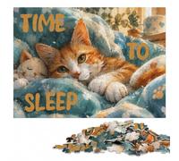 Time To Sleep Cat Wooden Puzzle 500 Pieces | For home use: Puzzle for Adults: colour and shape clues for organised assembly at your own pace.