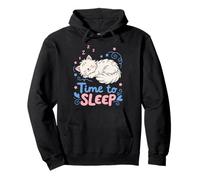 Time to Sleep Cute Kawaii Sleepy Cat Nap Lover Pullover Hoodie